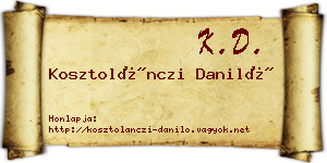 Kosztolánczi Daniló névjegykártya